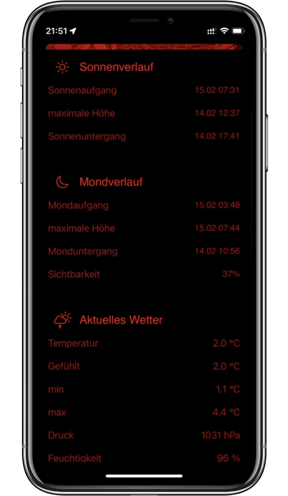 DeerMap im Nachtmodus mit abgedunkelter Karte